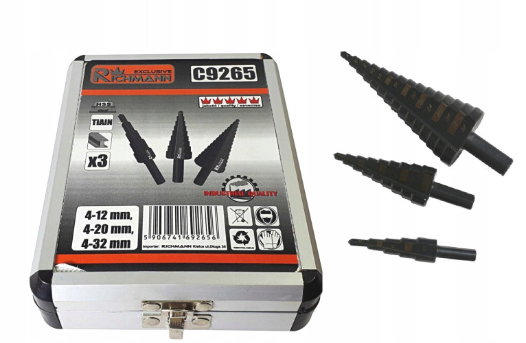 WIERTŁO STOPNIOWE STOŻKOWE DO METALU 4-32mm 3 SZT.