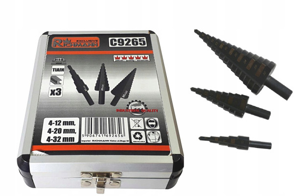 WIERTŁO STOPNIOWE STOŻKOWE DO METALU 4-32mm 3 SZT.