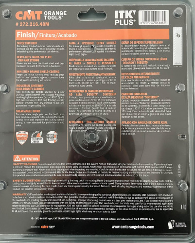 Tarcza do drewna CMT 272.216.48M 216x30mm