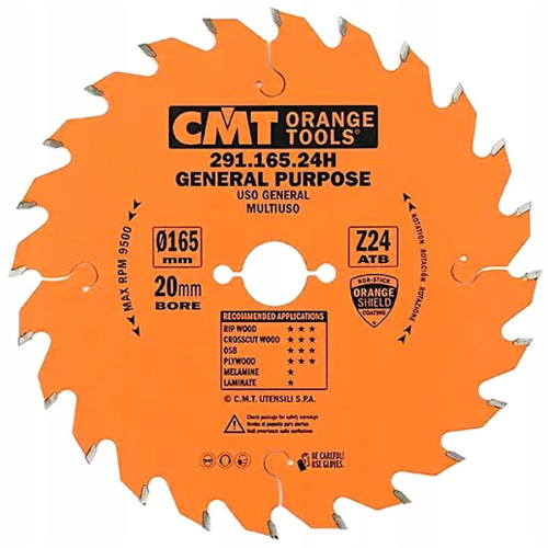 Cmt Piła tarczowa do drewna 165x20x2,6 291.165.24H